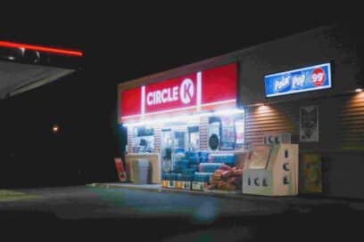 Circle K gas station at night
