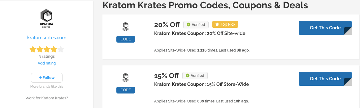 image of kratom kates coupon code on knoji