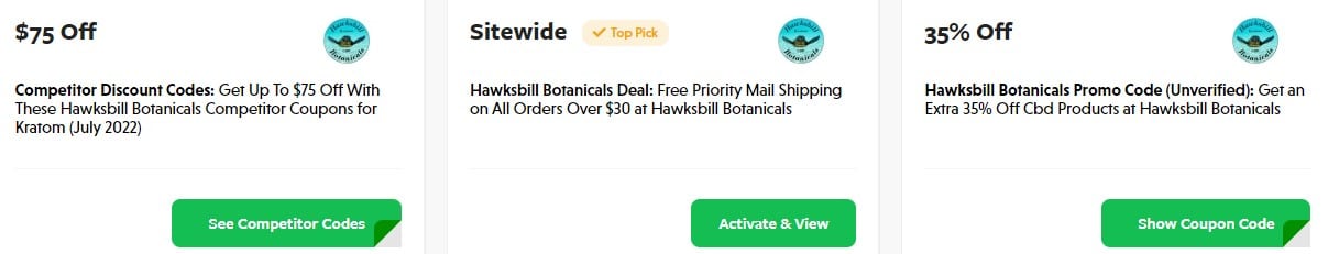 image of hawksbill botanicals kratom coupon