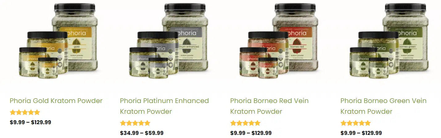 phoria kratom products comparison