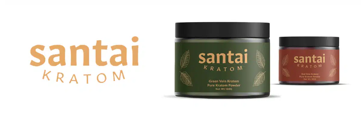 Santai Kratom logo and products