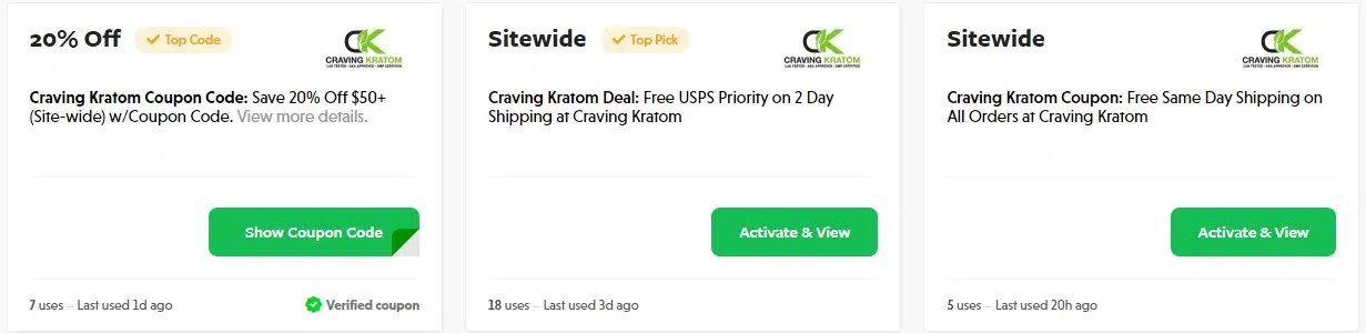 image of craving kratom coupons