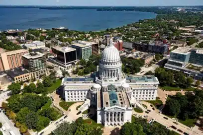 Overhead view of Wisconsin State Capitol Building