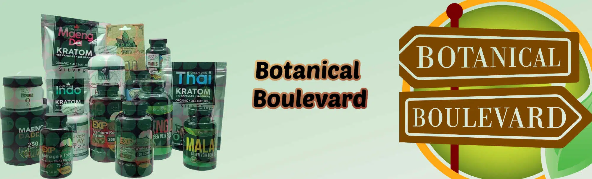 Botanical Boulevard product line display and logo