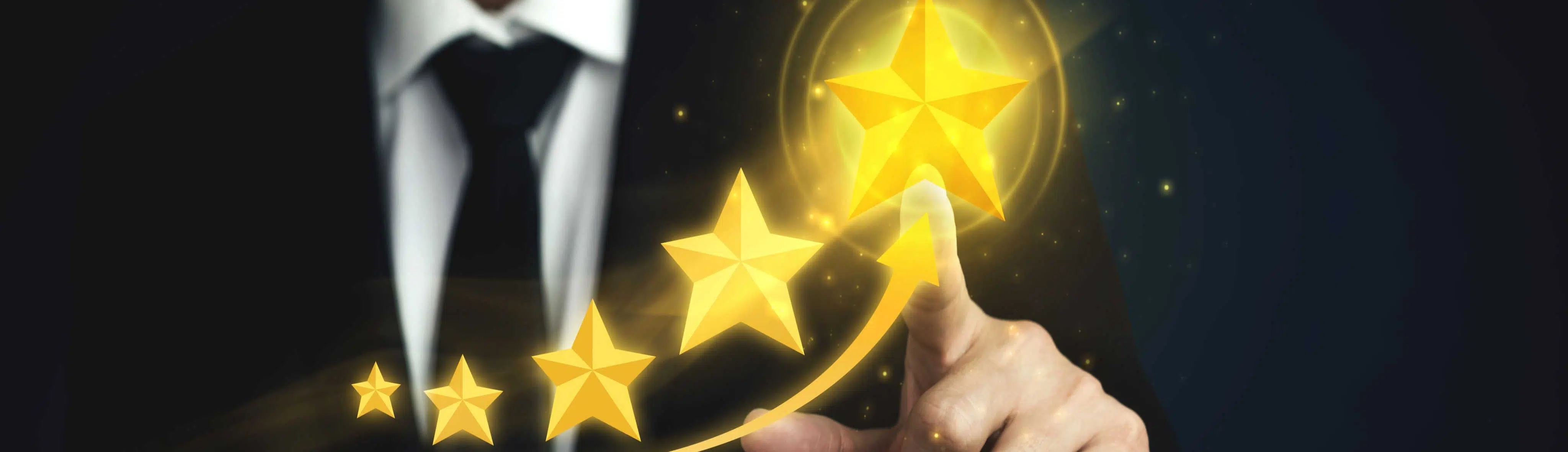 graphic of person leaving a 5-star customer review