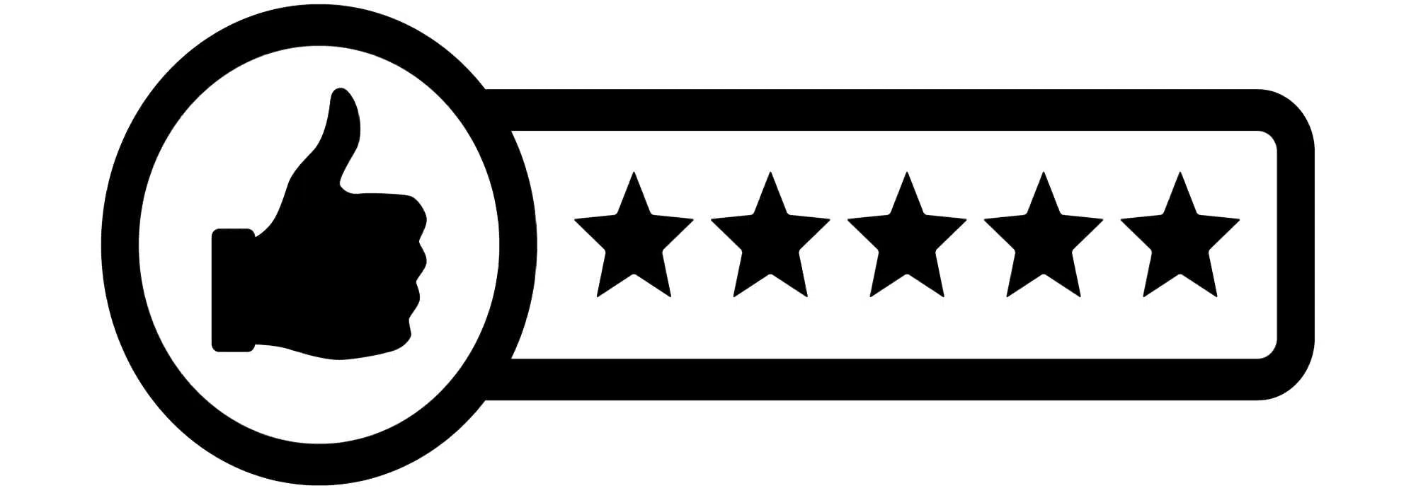 Thumbs up icon with 5-stars as a customer review