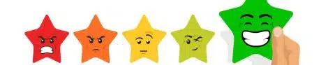 5-star emojis from very angry to very satisfied