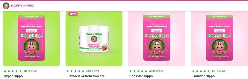 image of happy hippo kratom products