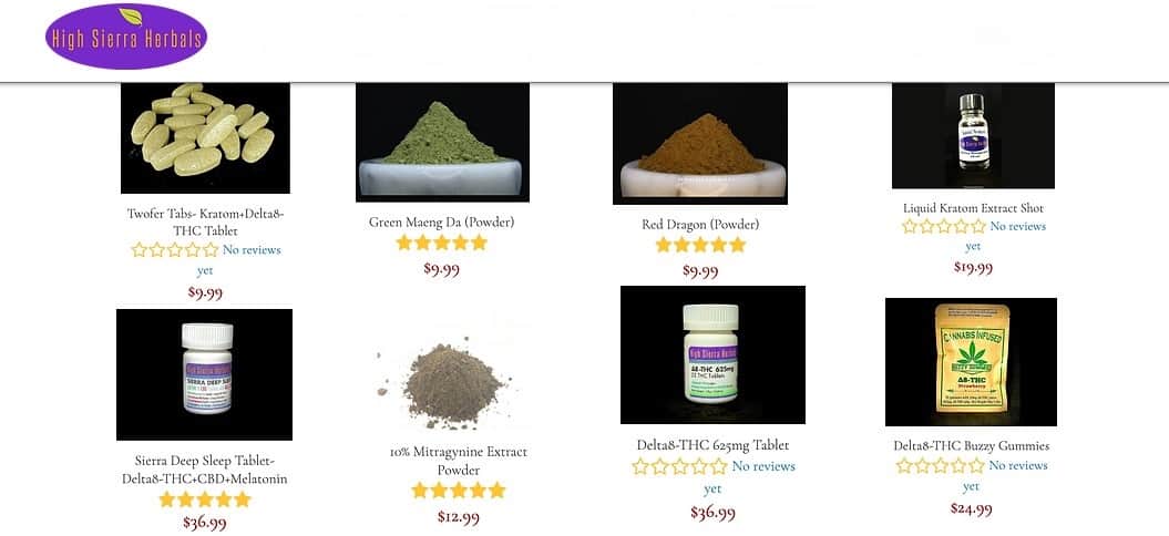 image of high sierra herbals kratom products