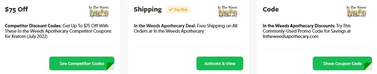 image of in the weeds apothecary kratom coupon