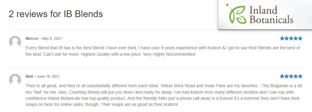 image of inland botanicals kratom products reviews