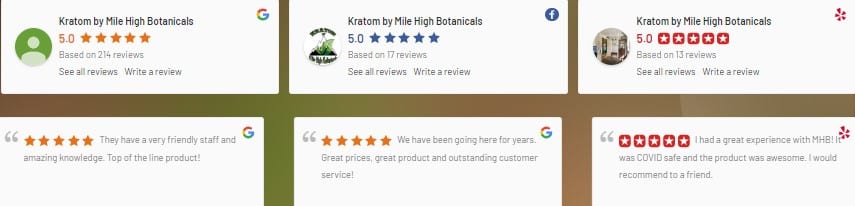 image of mile high botanicals kratom products reviews