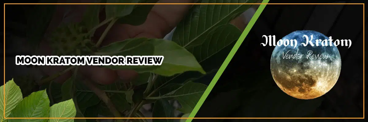 Moon Kratom vendor review banner with company logo