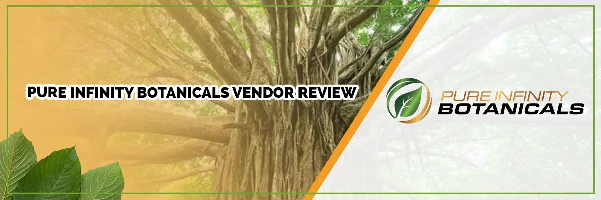 Pure Infinity Botanicals vendor review banner with company logo