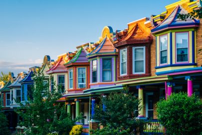 Colorful houses in Baltimore, Maryland