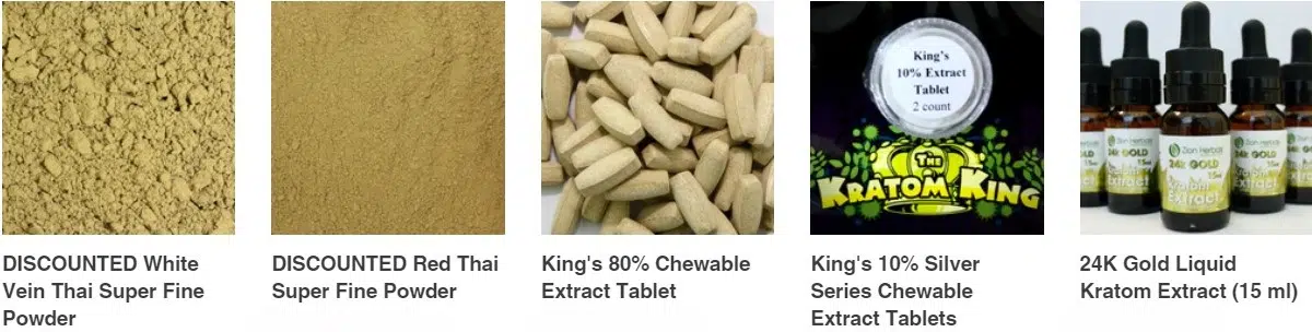 image of the kratom king product line