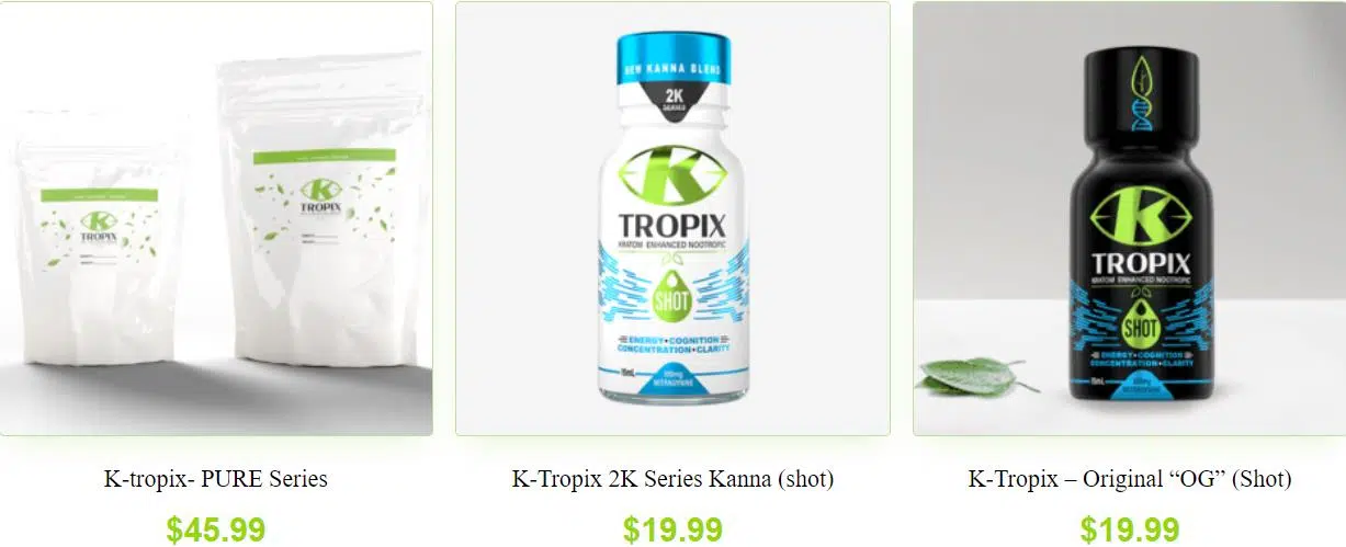 K-tropix kratom product prices
