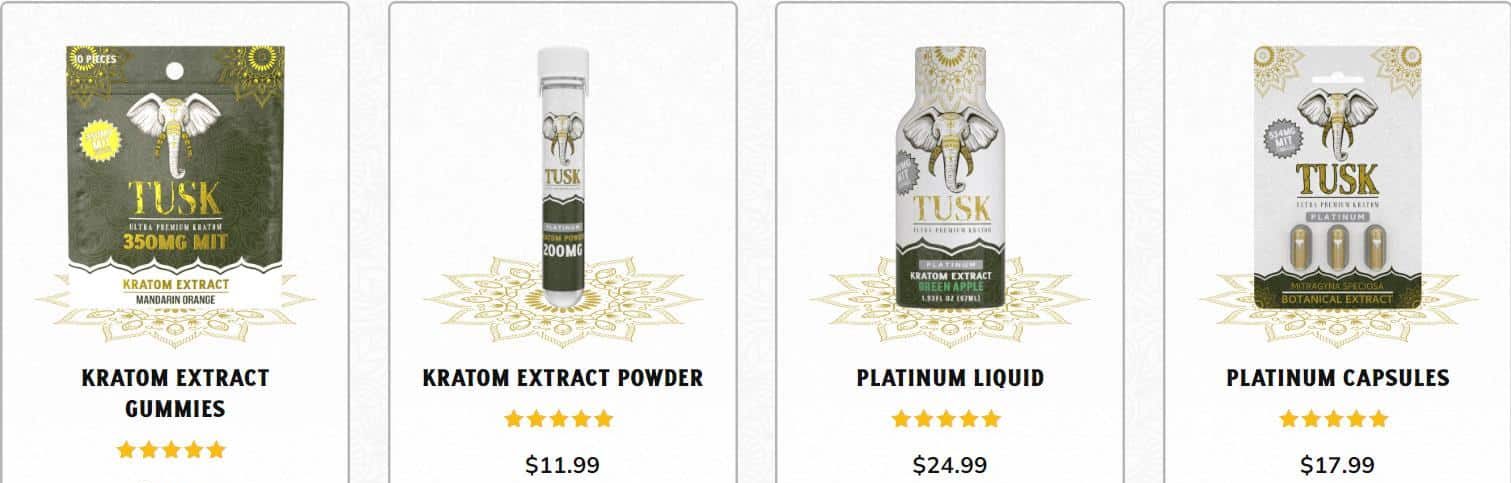 image of tusk kratom products comparison